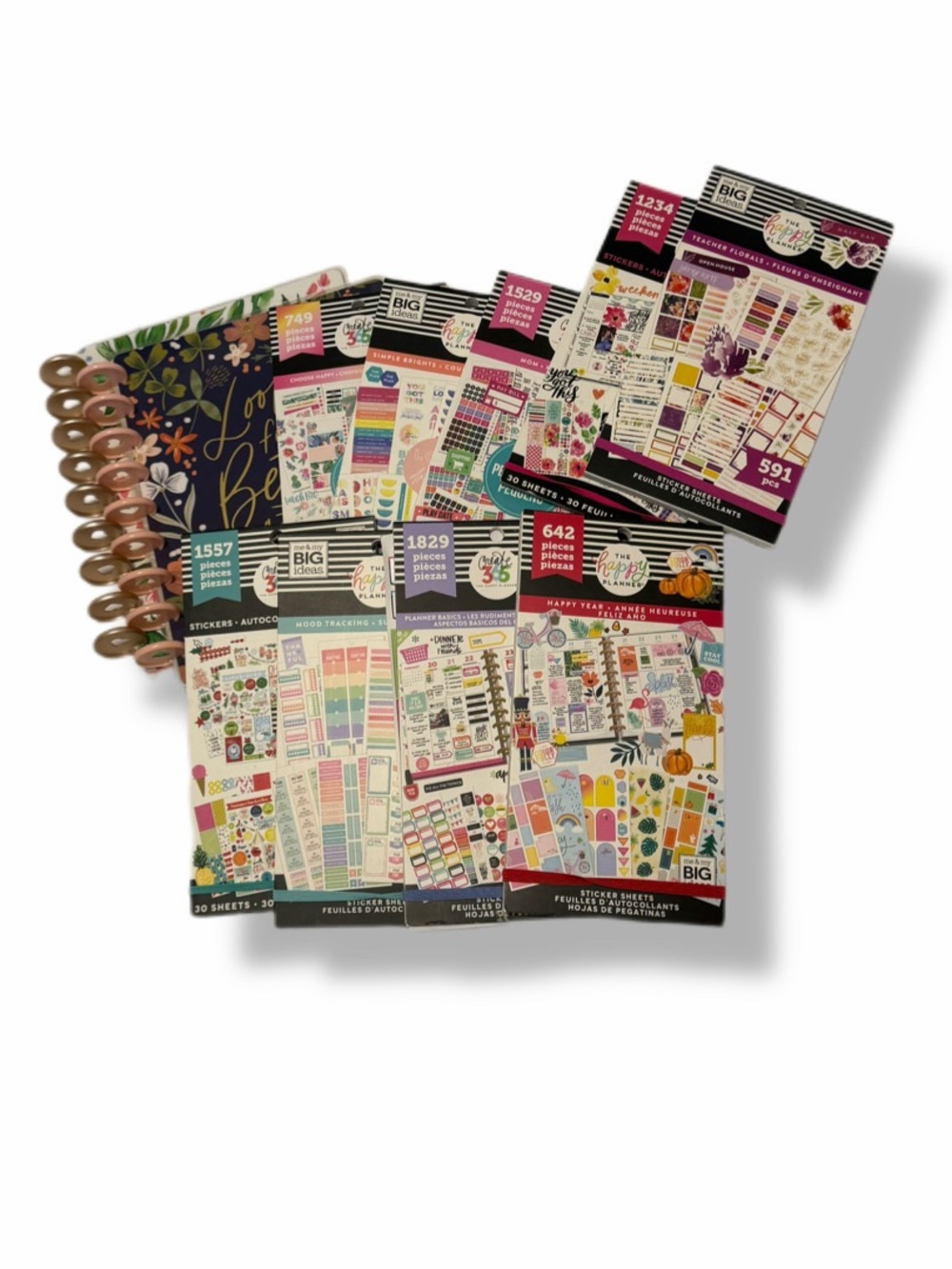 Happy Planner Bundle - 2  Covers + 9 Partially Used Sticker Books
